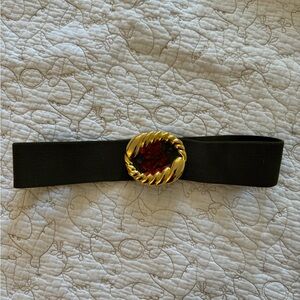 Vintage Nan Lewis belt with gold marble swirl detail buckle Olive